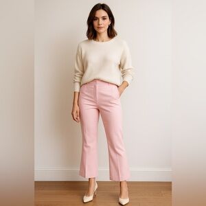 Altuzarra Womens Pants Sz 42 US 10 Pink Stretch Wool Crop Flare Trouser Luxury